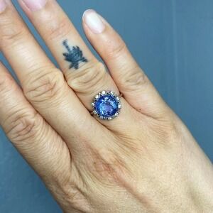 BLUE SAPPHIRE CRYSTAL ADJUSTABLE RING ETHEREAL FAIRY RENFAIRE